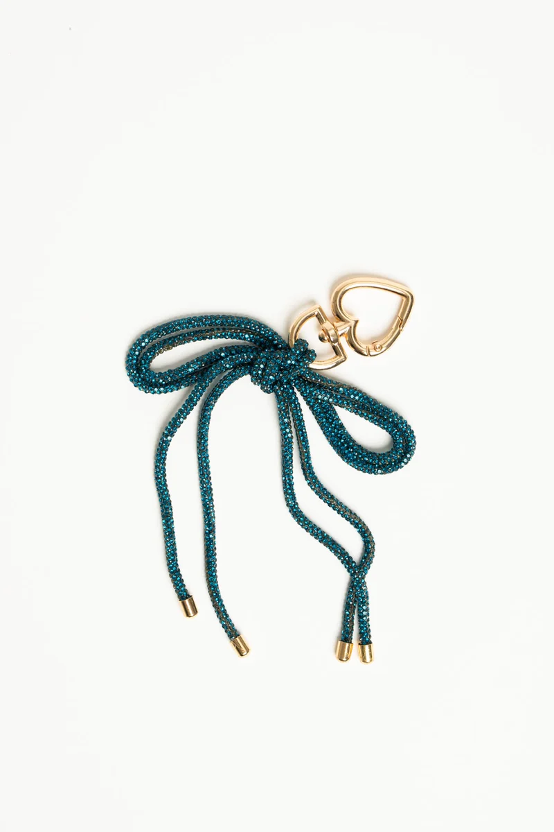 Portachiavi a fiocco in strass blu