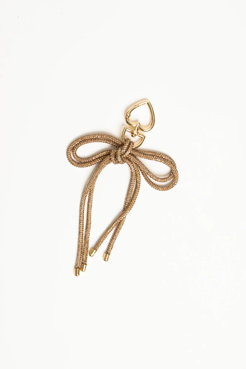 Portachiavi a fiocco in strass oro