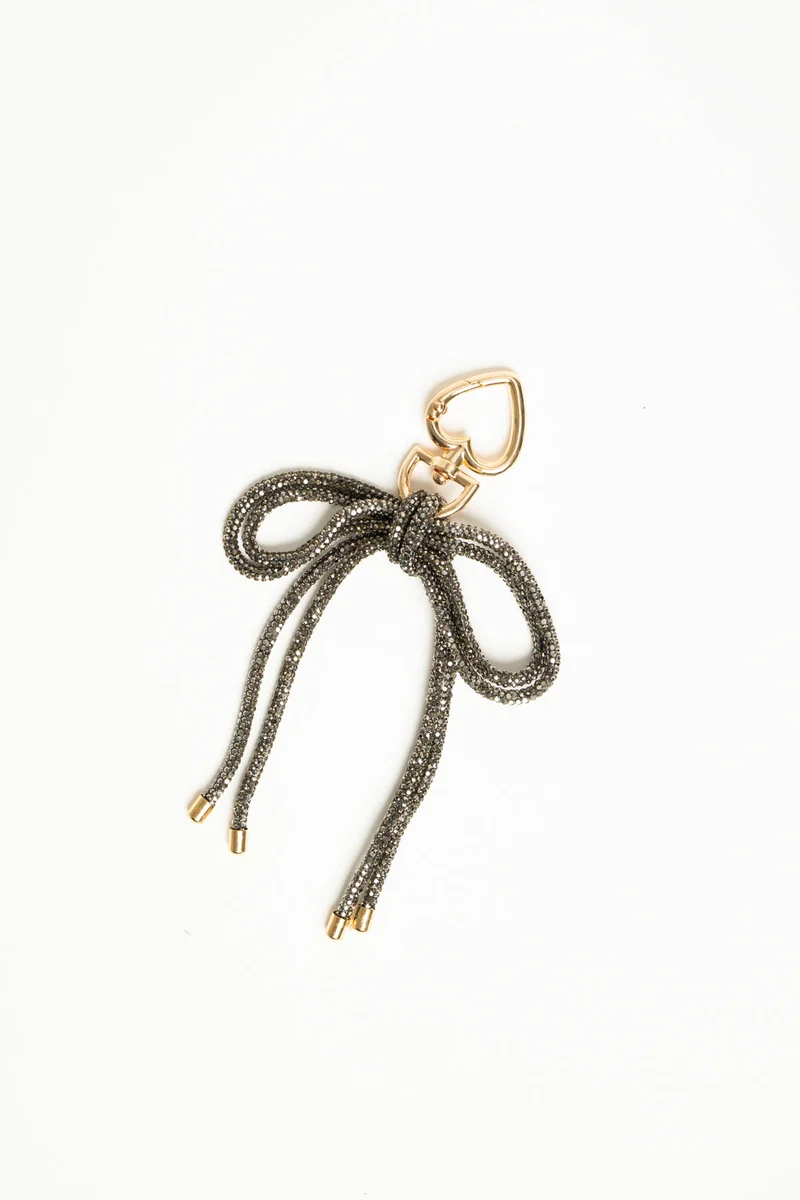 Portachiavi a fiocco in strass argento