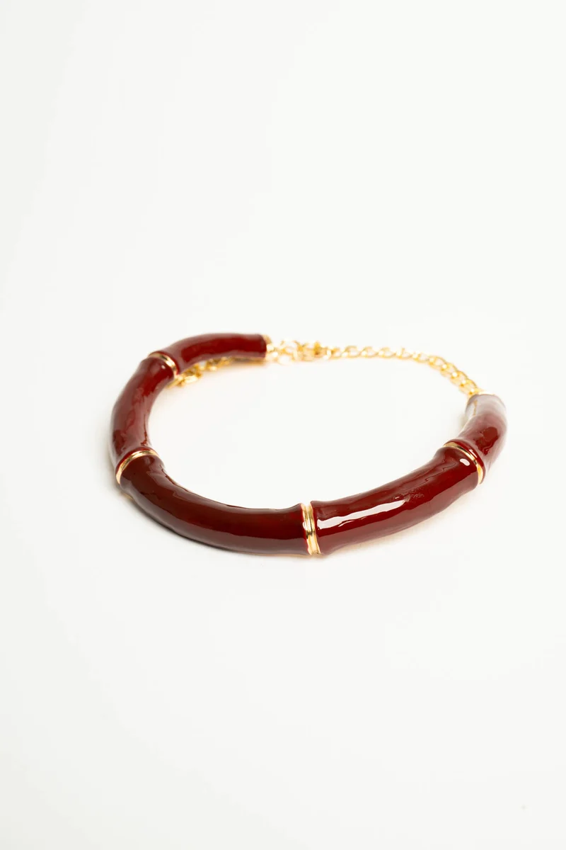 Collana girocollo rigida smaltata bordeaux