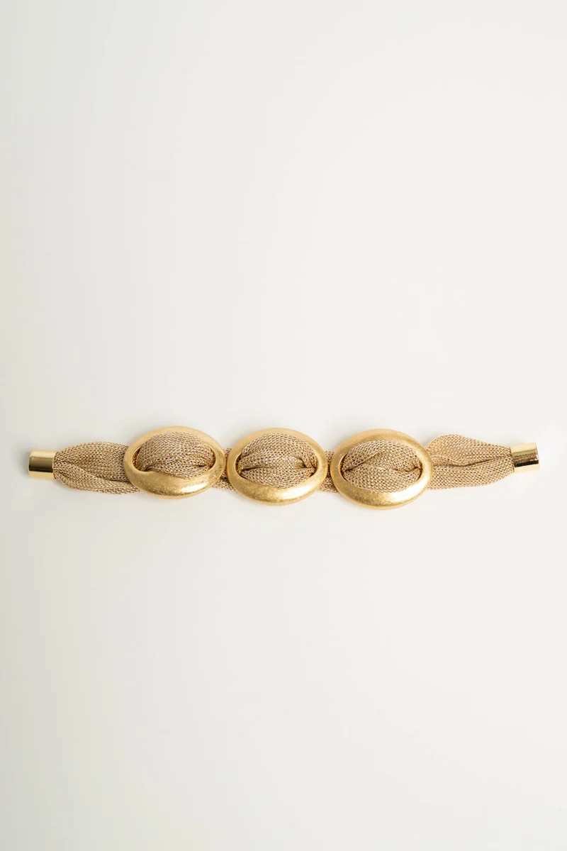 Bracciale in tessuto dorato con ovali