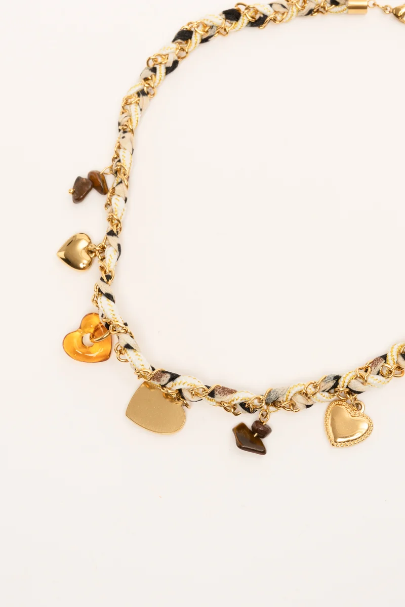 Collana in tessuto con pendenti multicolor