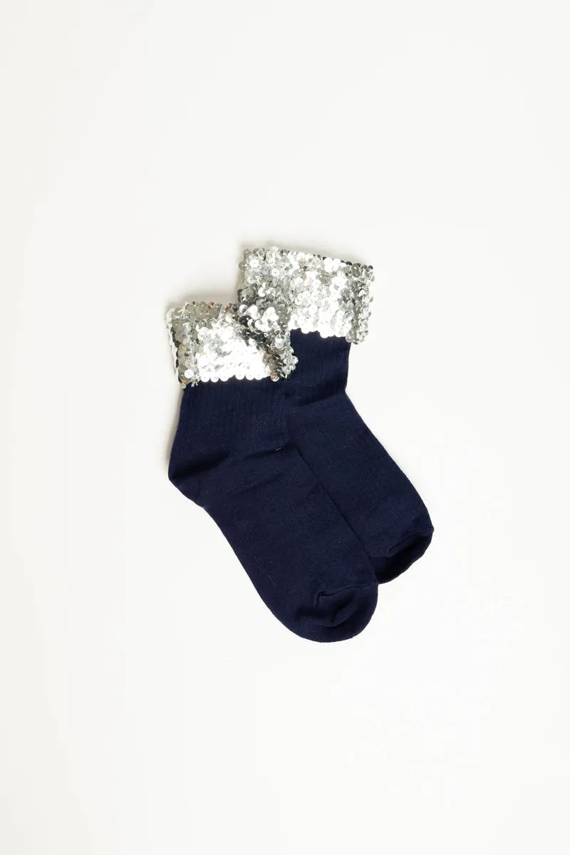 Calzini blu con paillettes