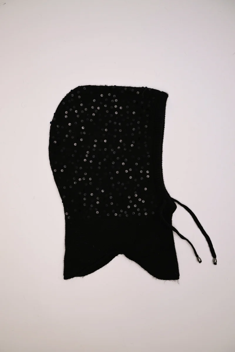 Balaclava nera con paillettes