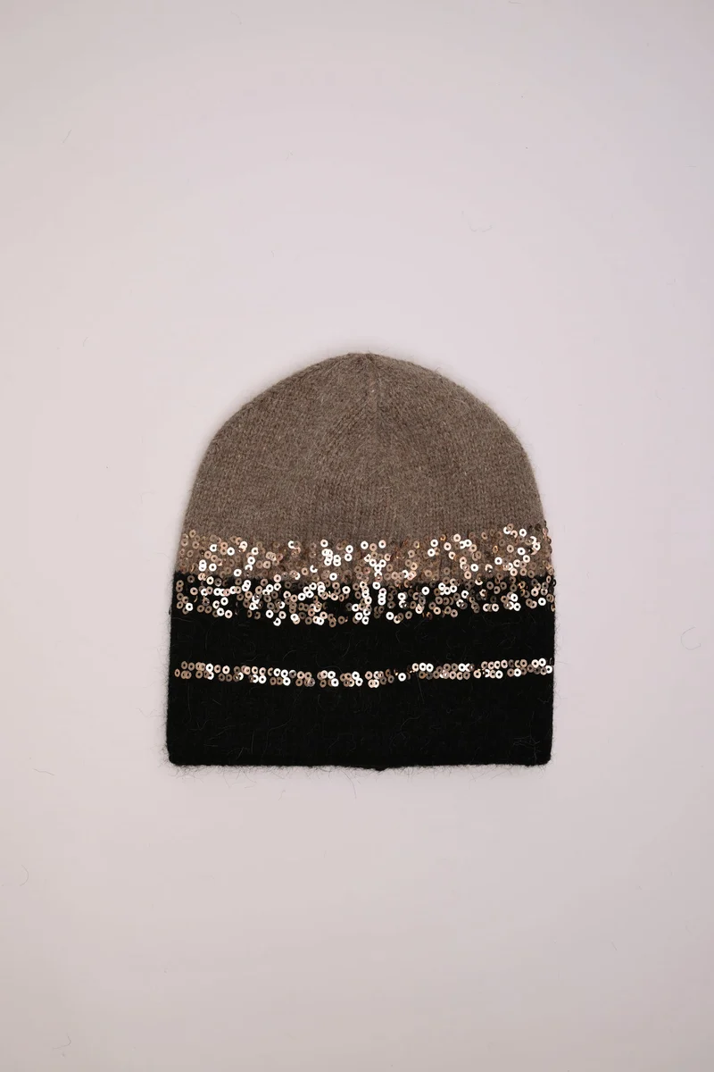Cappello fango e nero con paillettes