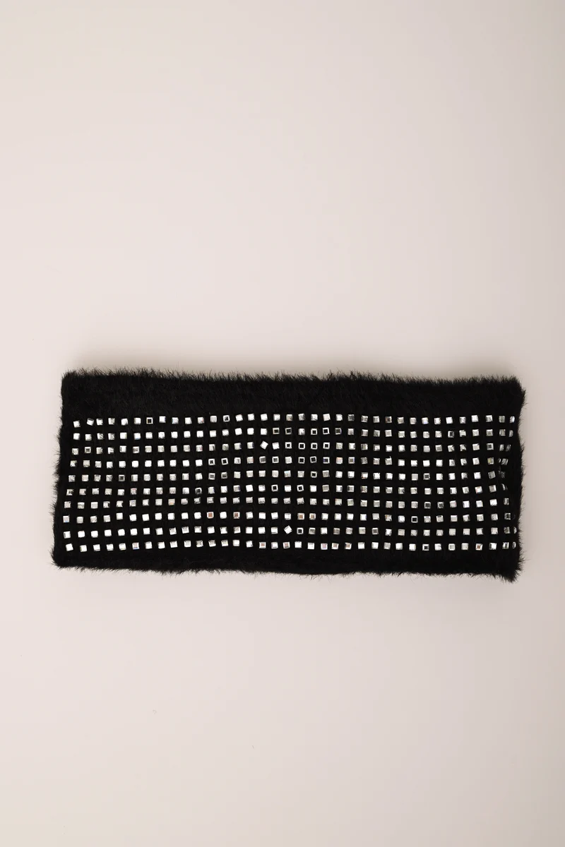 Fascia nera con strass