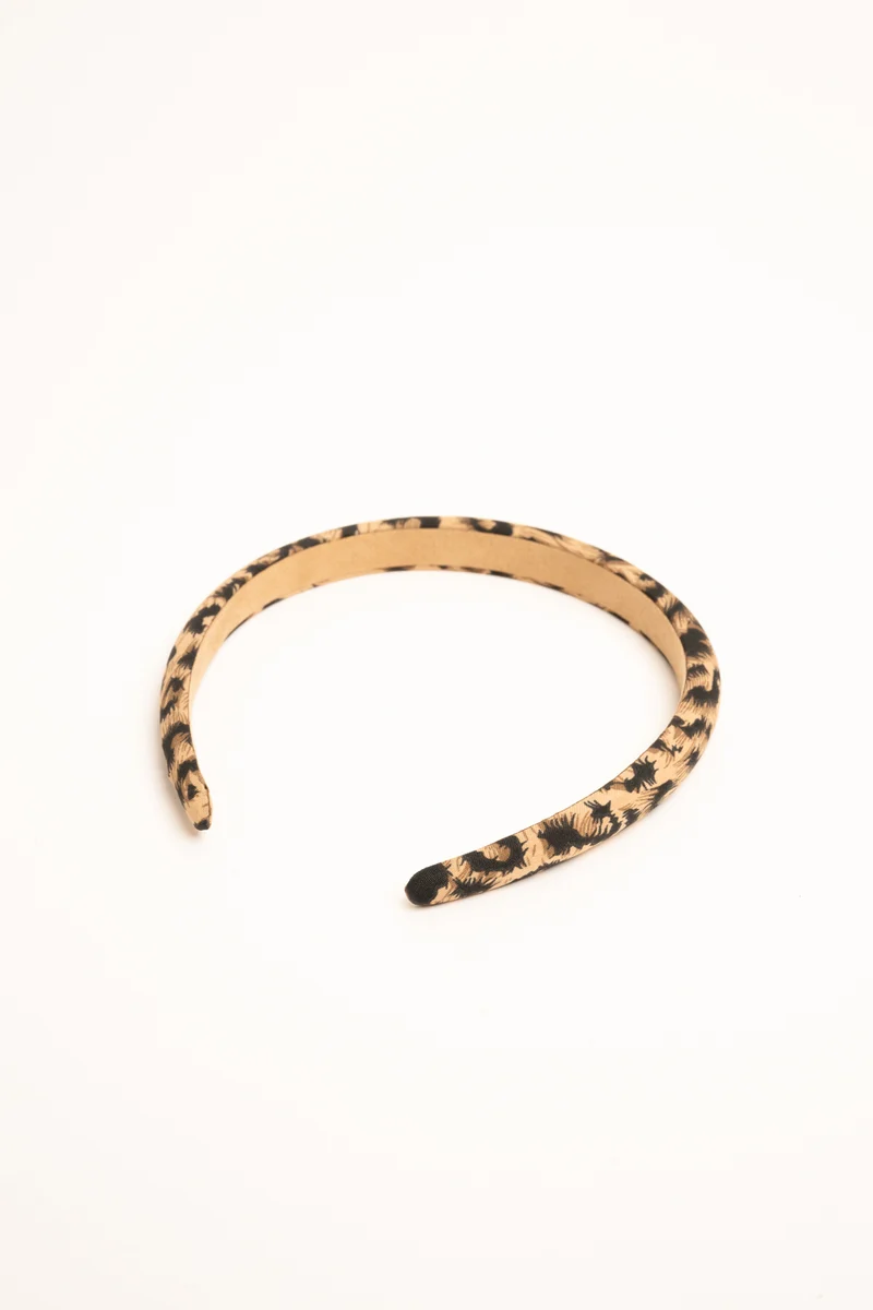 Cerchietto a stampa animalier beige