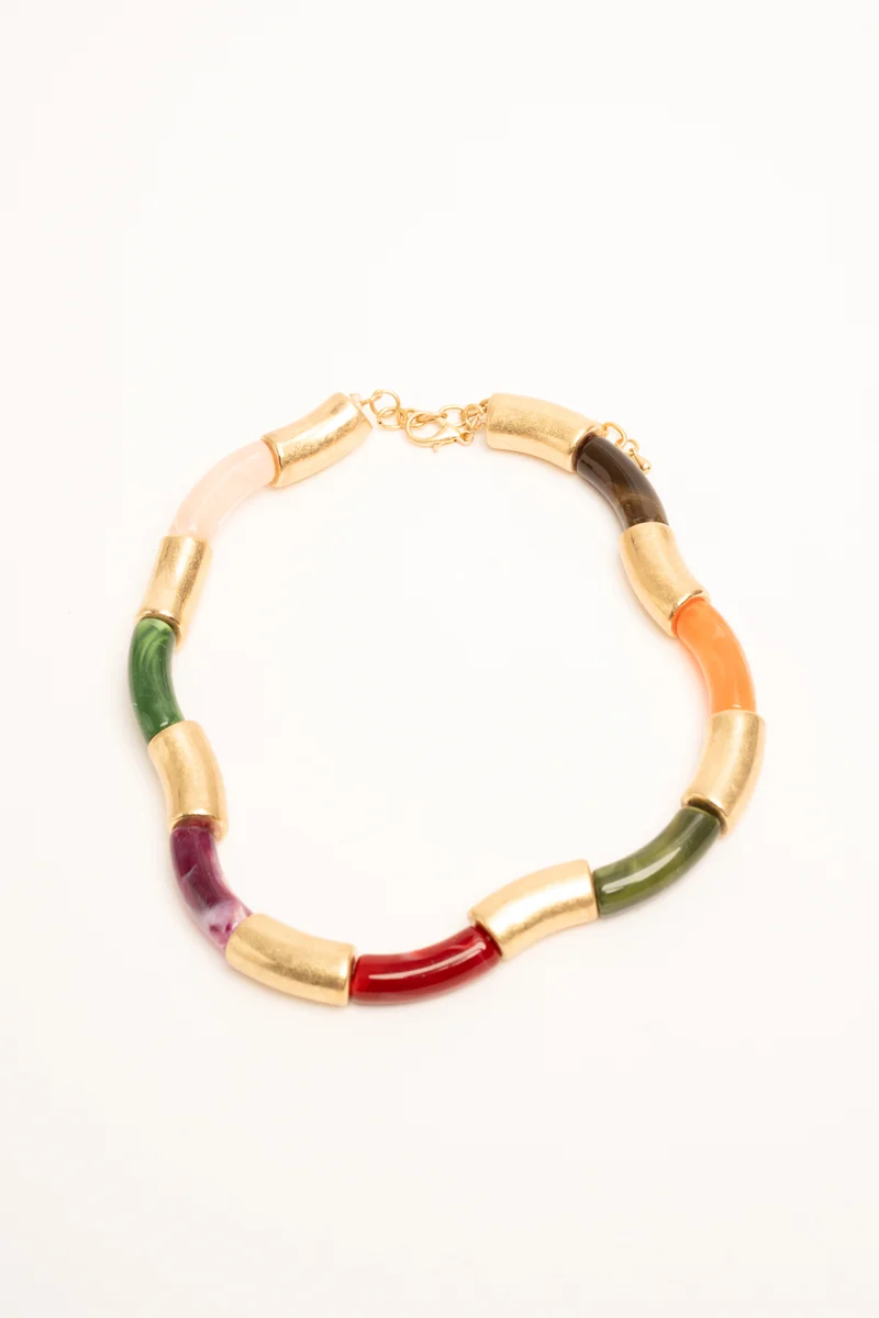 Collana con placche multicolor