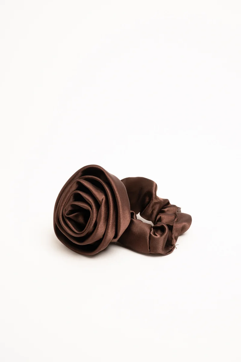 Elastico per capelli con rosa 3D cioccolato