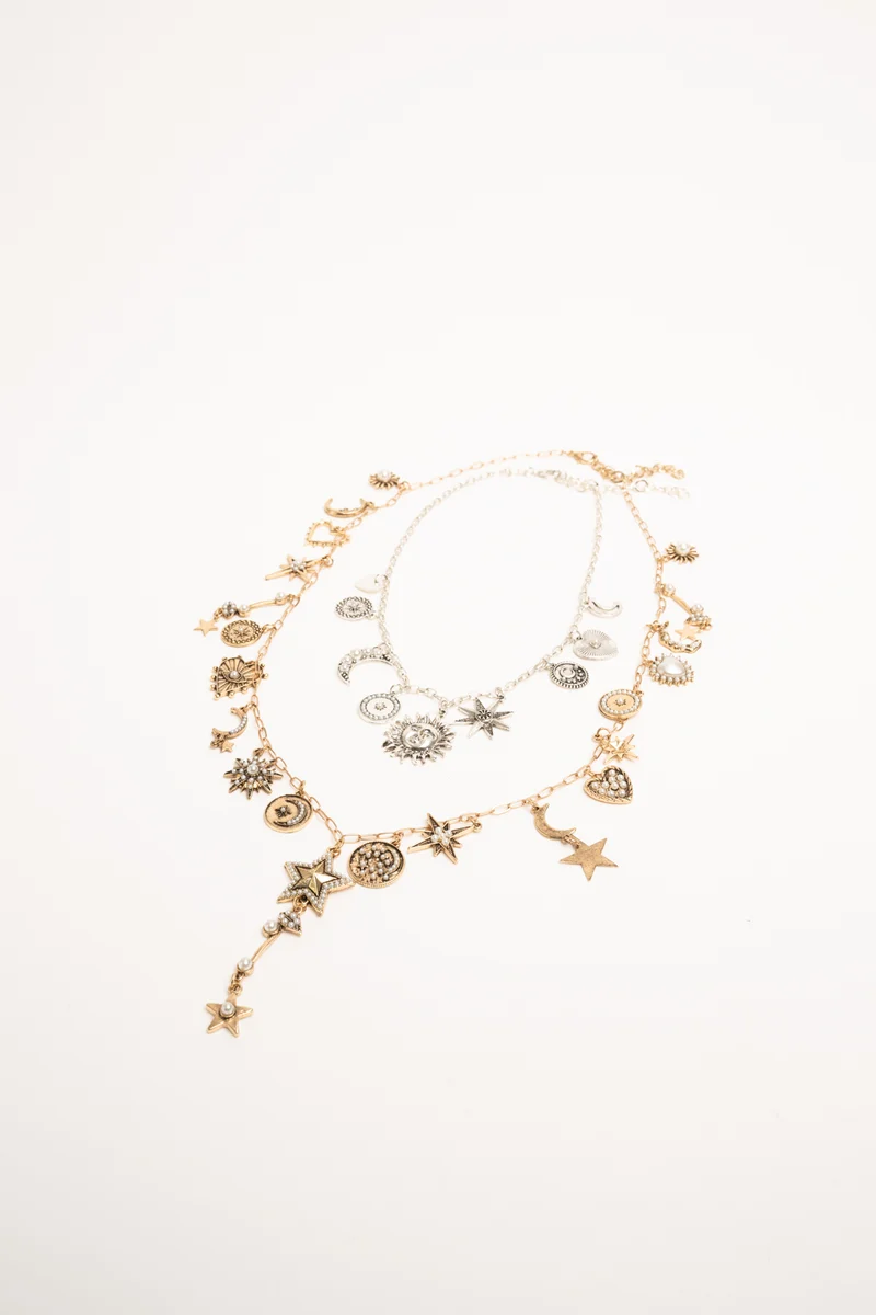 Set di due collane oro e argento con Sole & Luna