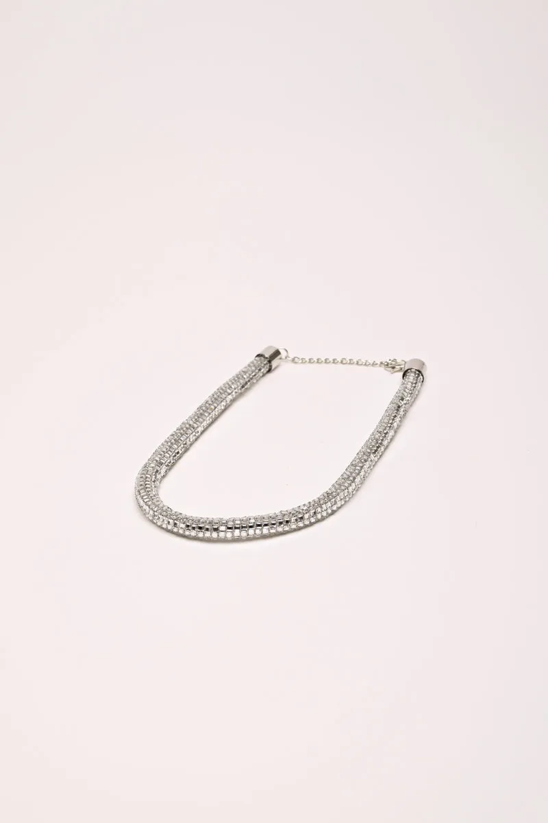 Collana tubolare con strass