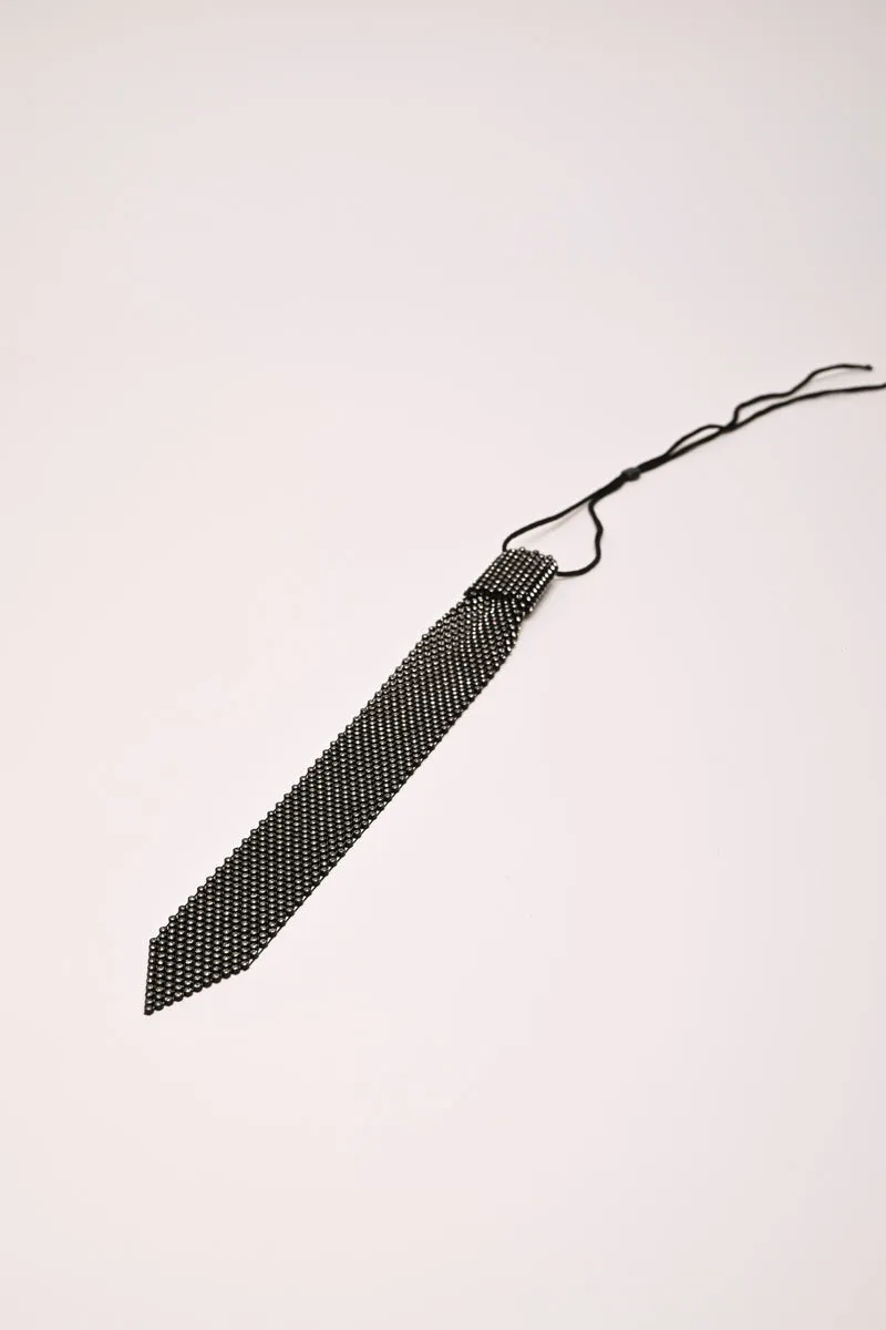 Collana a cravatta con strass