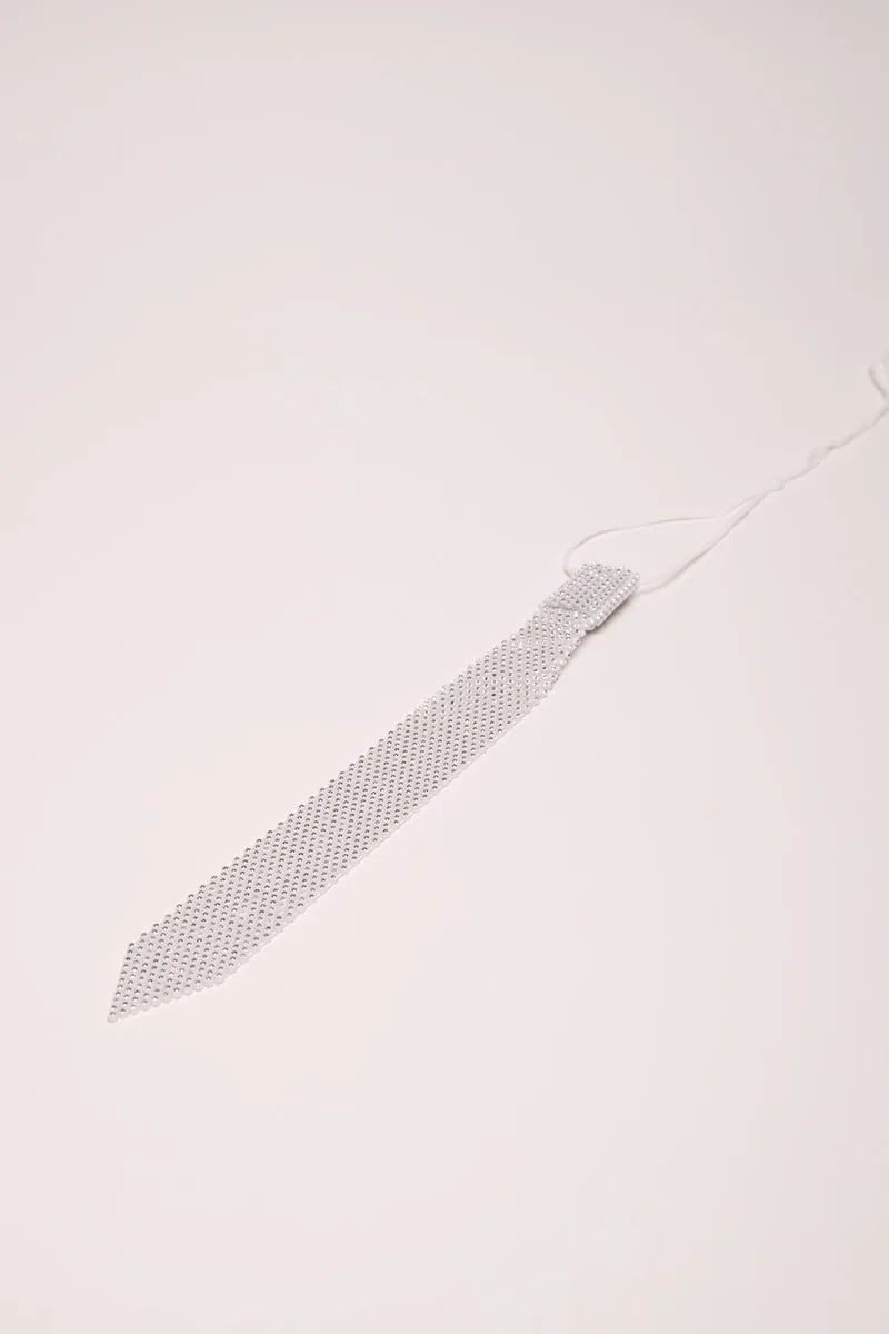Collana a cravatta con strass