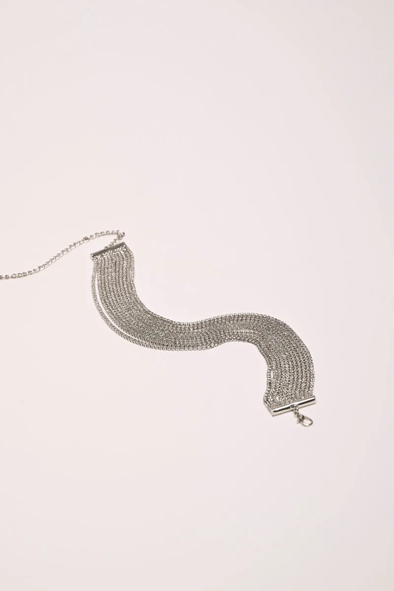 Choker a fili multipli con strass