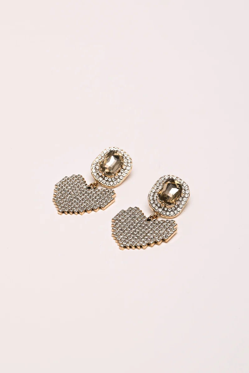 Orecchini a cuore con strass