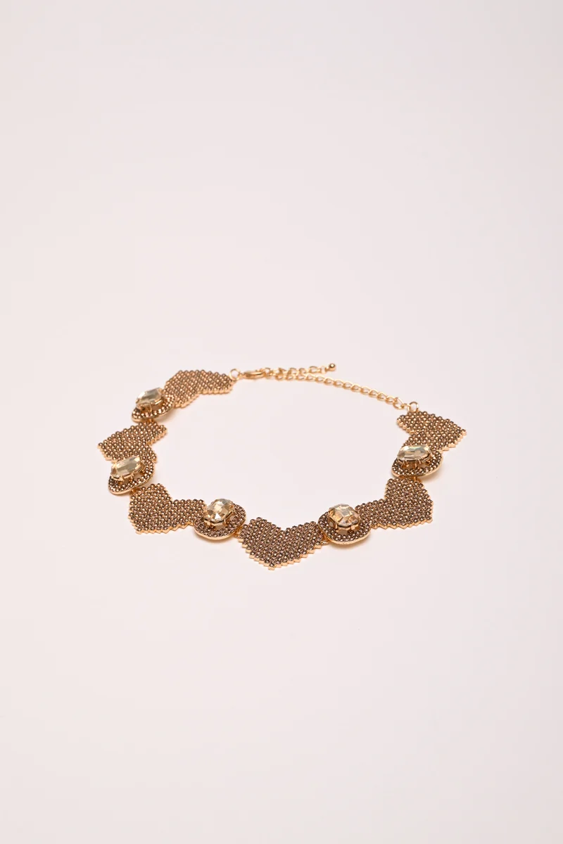 Collana con cuori, strass e cristalli