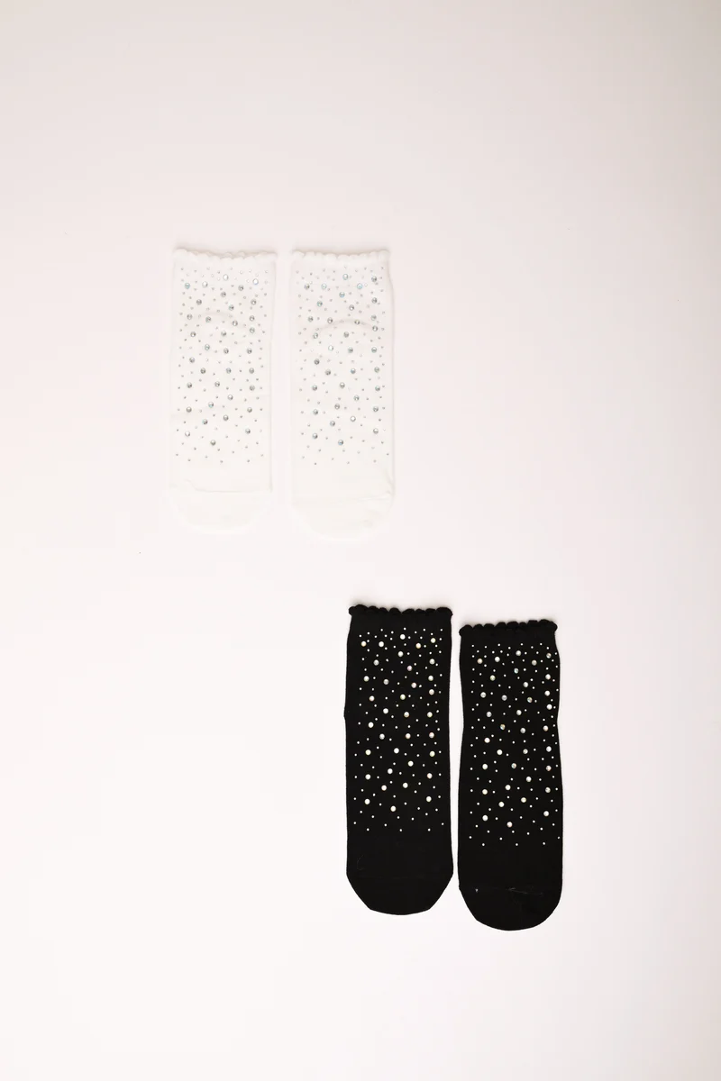 Set di due paia di calzini con mini borchie