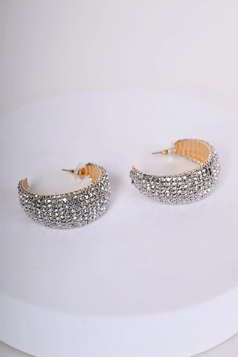 Orecchini a semicerchio con strass