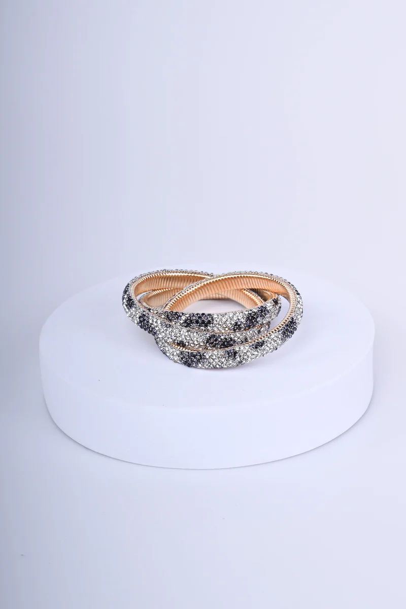 Bracciale intrecciati con strass animalier
