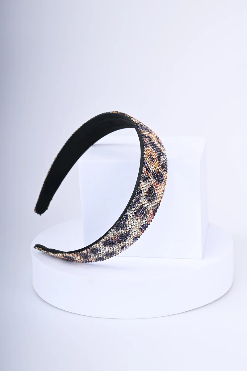Cerchietto con strass animalier