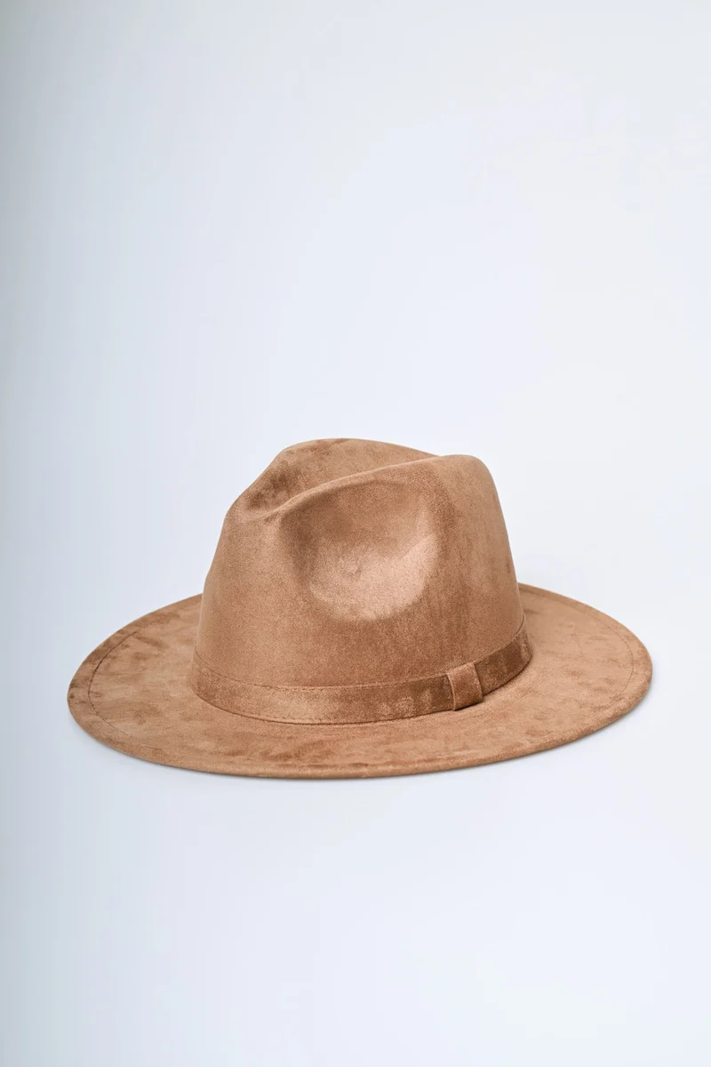 Cappello fedora in faux suede