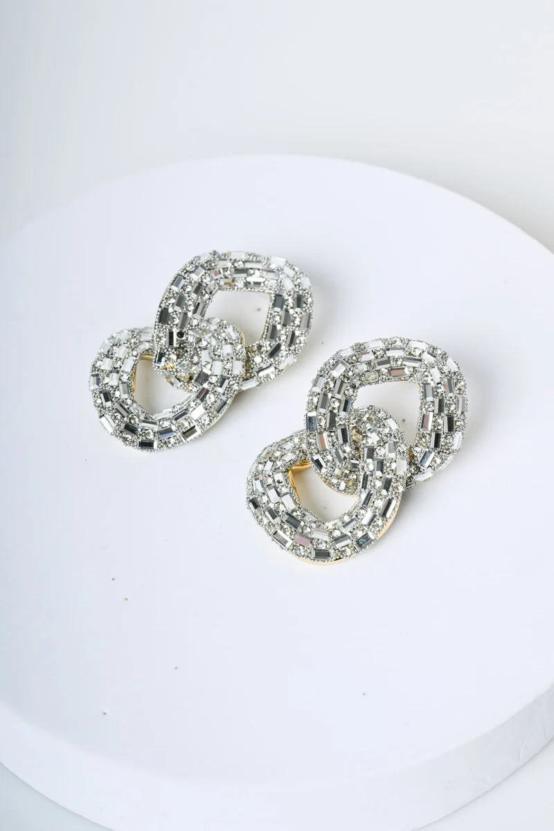 Orecchini a doppio cerchio con strass
