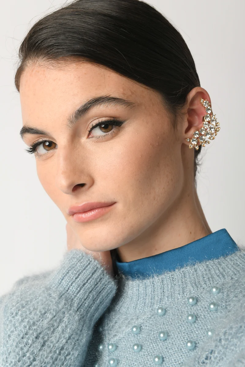 Orecchino singolo earcuff con strass