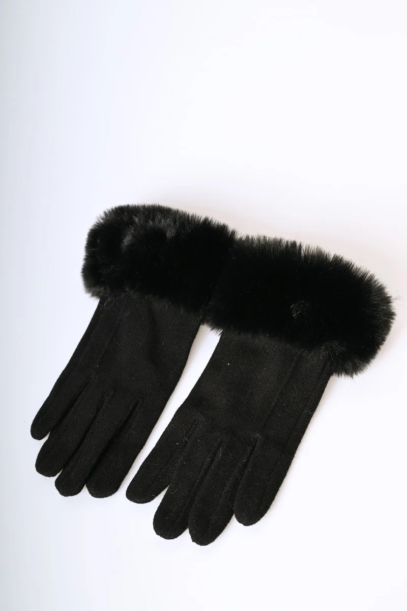 Guanti con polsino in faux fur