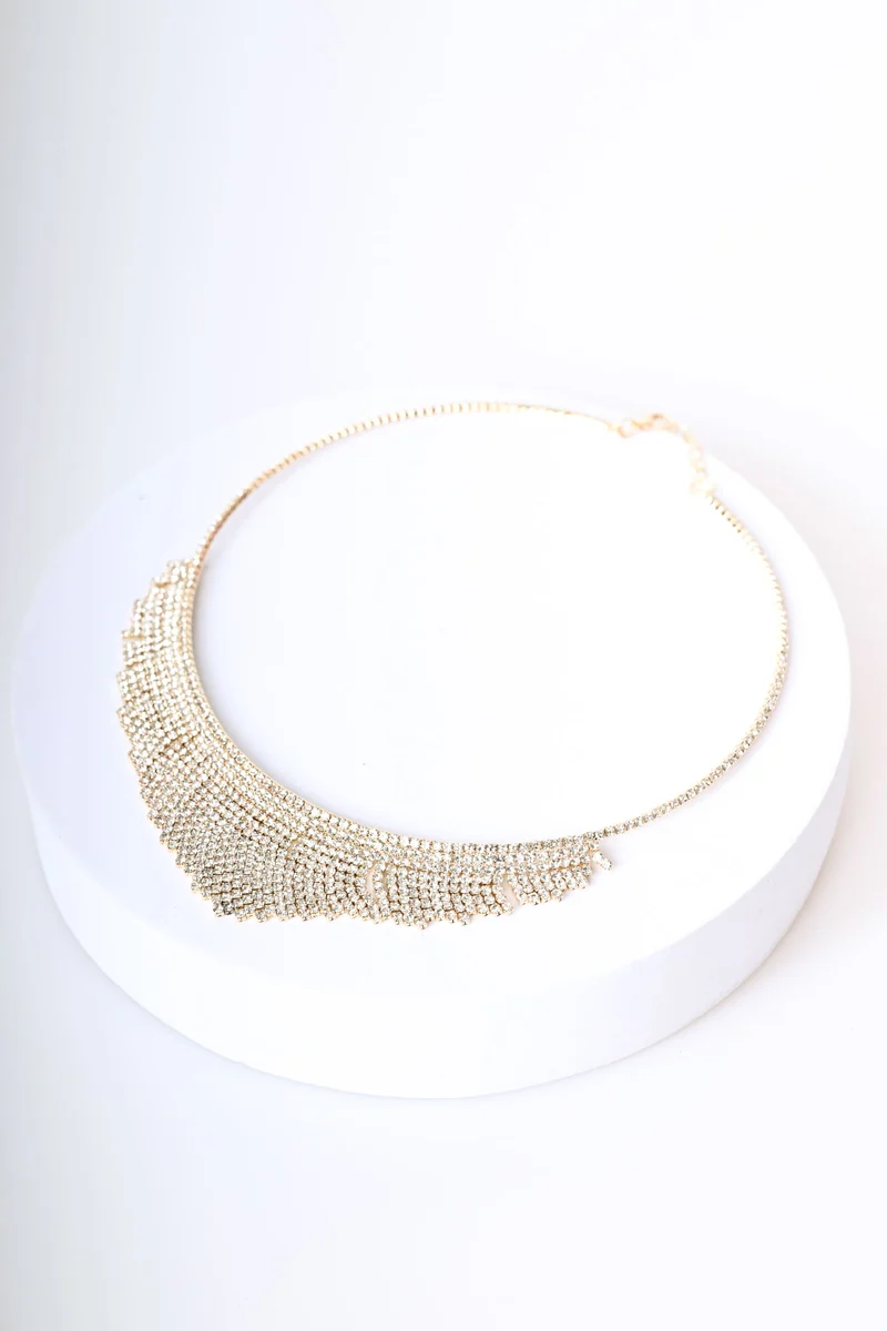 Collana rigida con decorazione strass