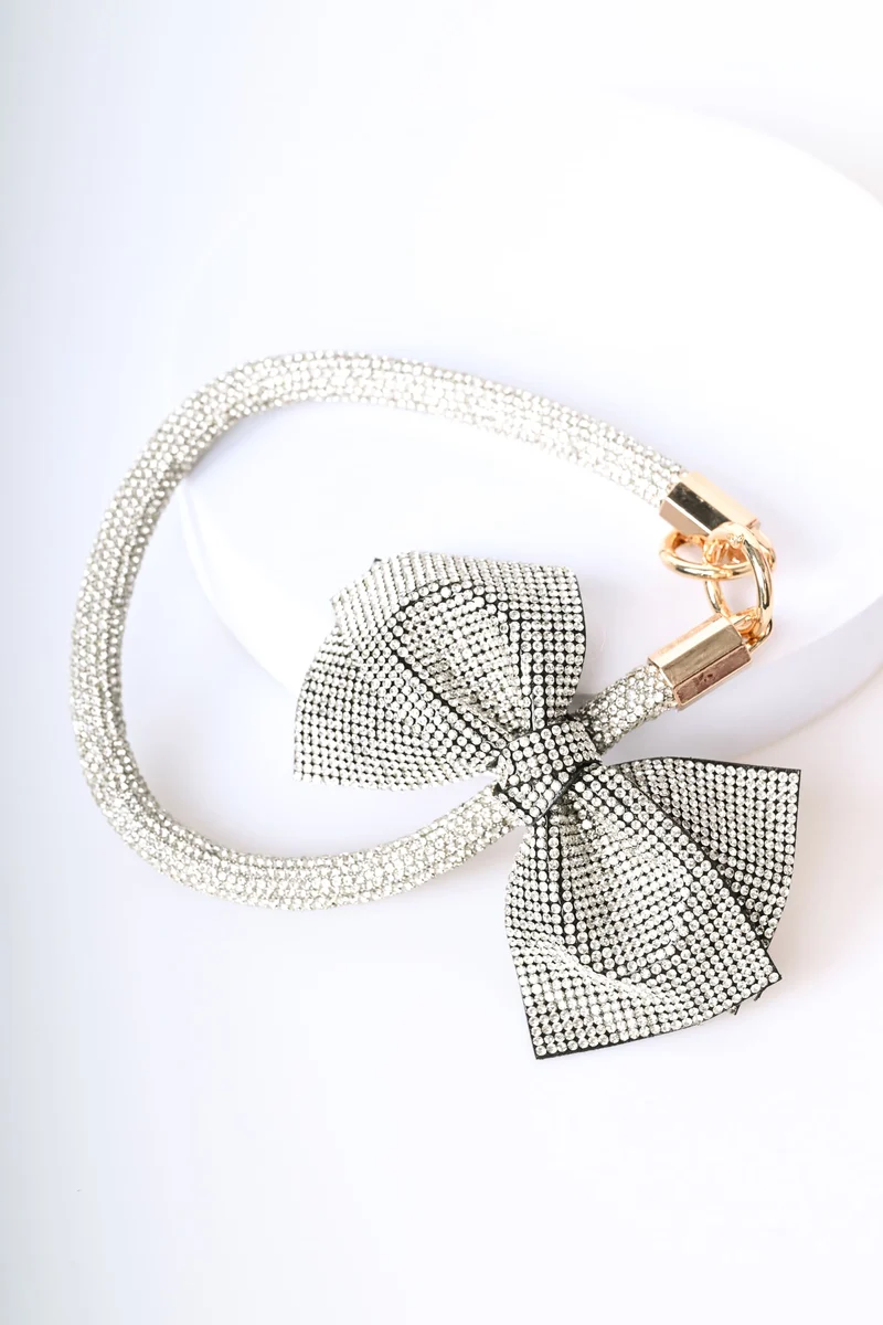 Portachiavi con strass e fiocco