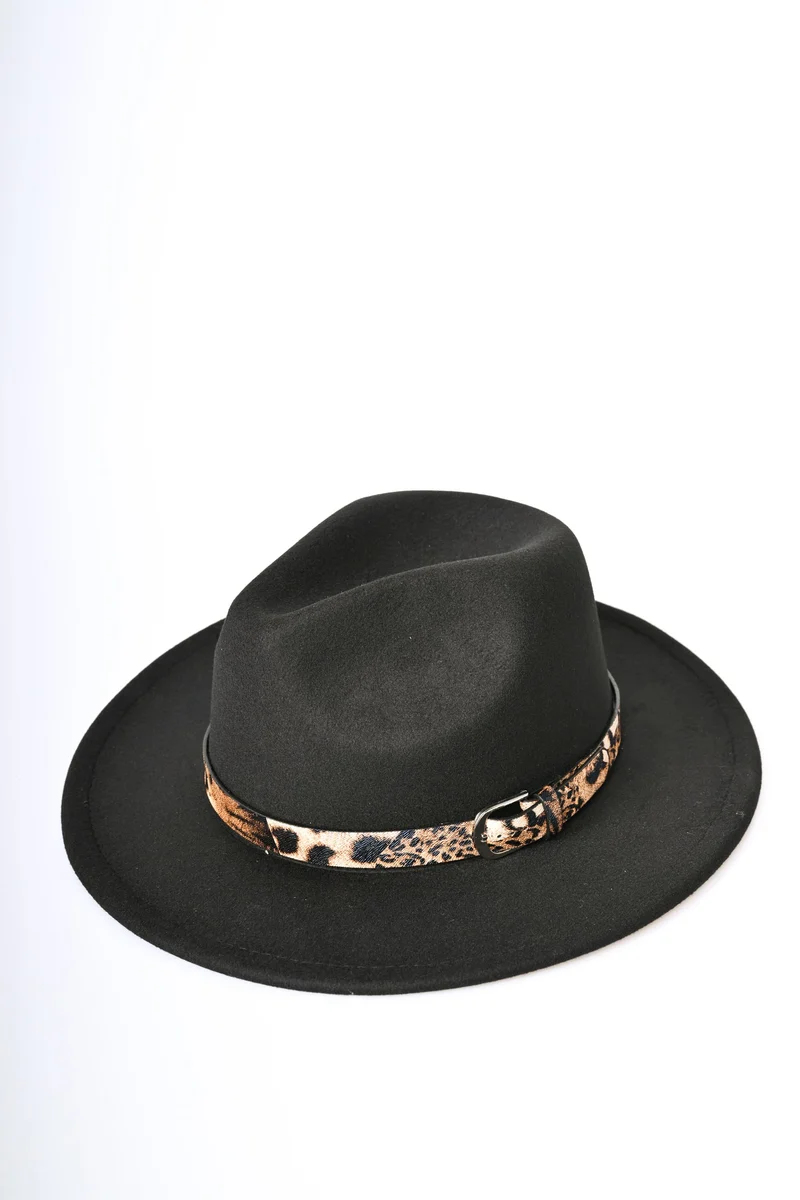 Cappello fedora con cinturino animalier