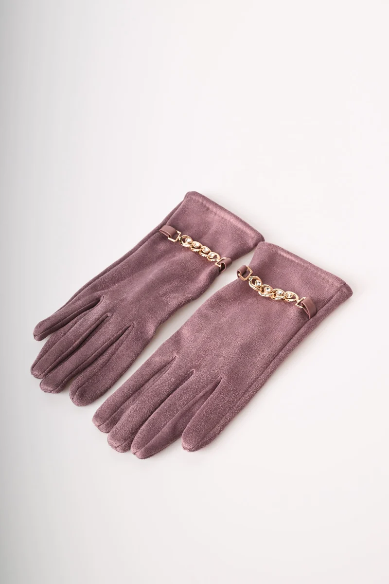 Guanti con catenella in strass