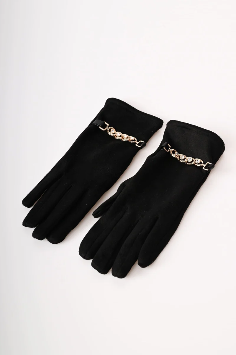 Guanti con catenella in strass