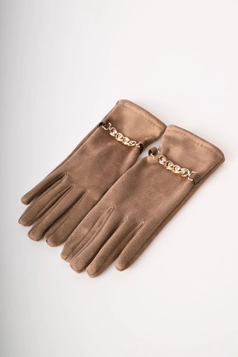 Guanti con catenella in strass