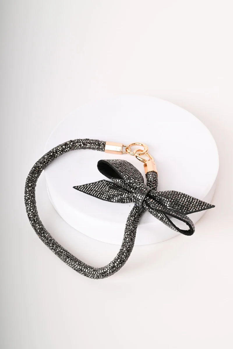 Portachiavi con strass e fiocco