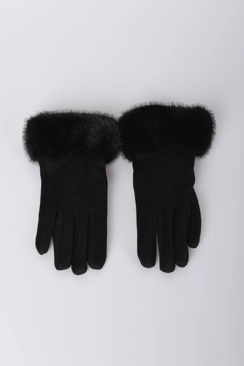 Guanti con polsini in faux fur