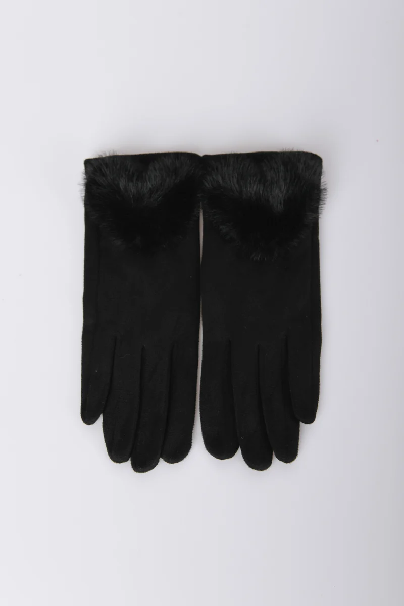 Guanti con cuore in faux fur