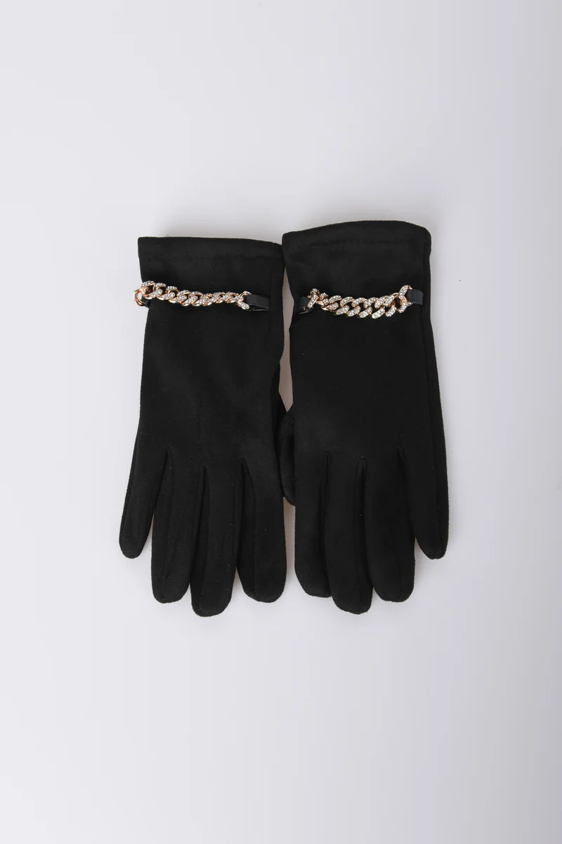 Guanti con catenella in strass