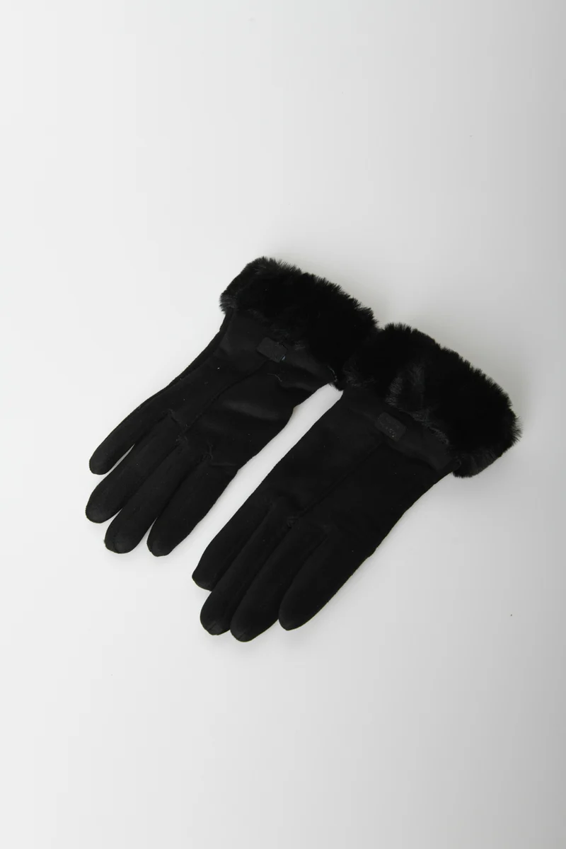 Guanti con bordo in faux fur