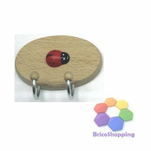 Gancio Adesivo Legno Coccinella 2 Posti Portafortuna 105x62