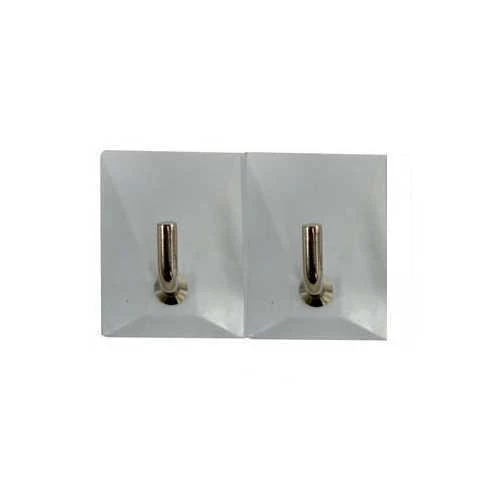 2 PEZZI GANCI ADESIVI BIANCO PLASTICA PORTA STOFINACCI PORTATUTTO a 2 POSTI