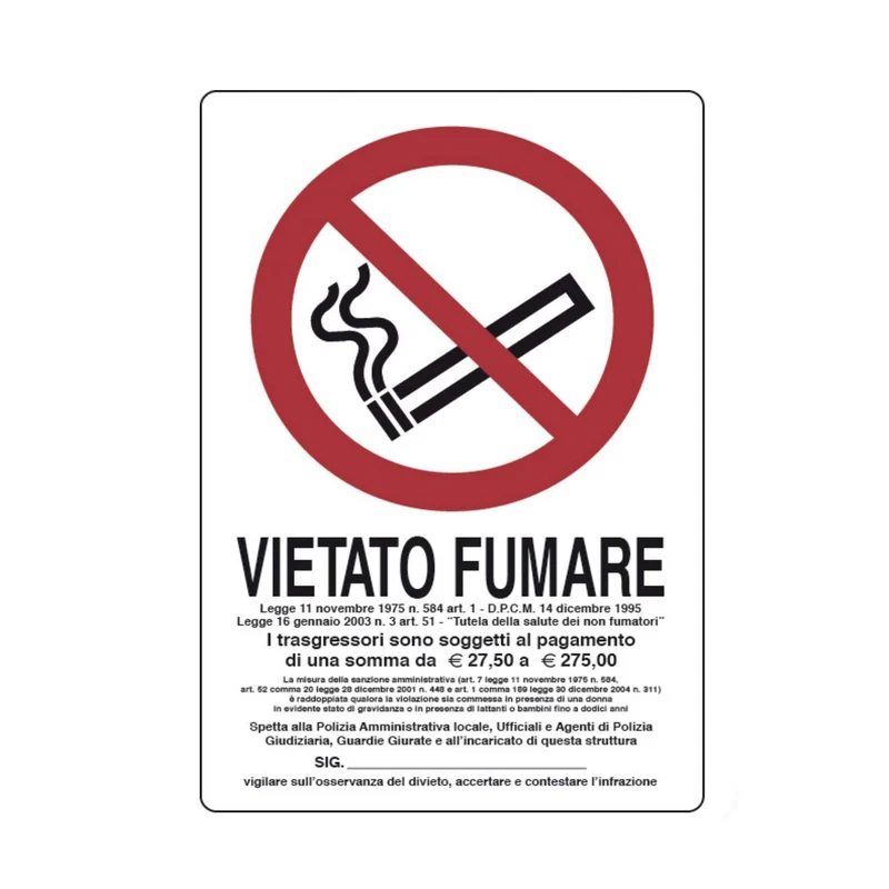 Targa Targhe Cartello Avviso Vietato Fumare Segnaletica 30x20 L, 311/1