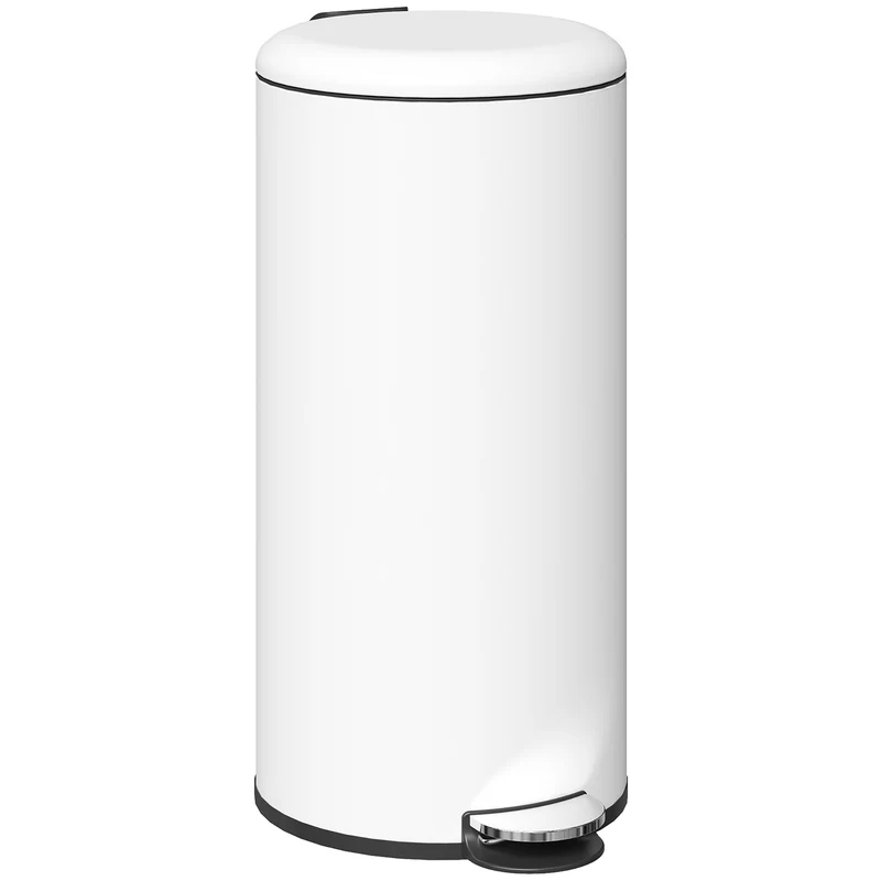 Pattumiera Bidone Immondizia 36x30x63,5 cm Cestino Rifiuti a Pedale Capienza 30L in Metallo Bianco Crema