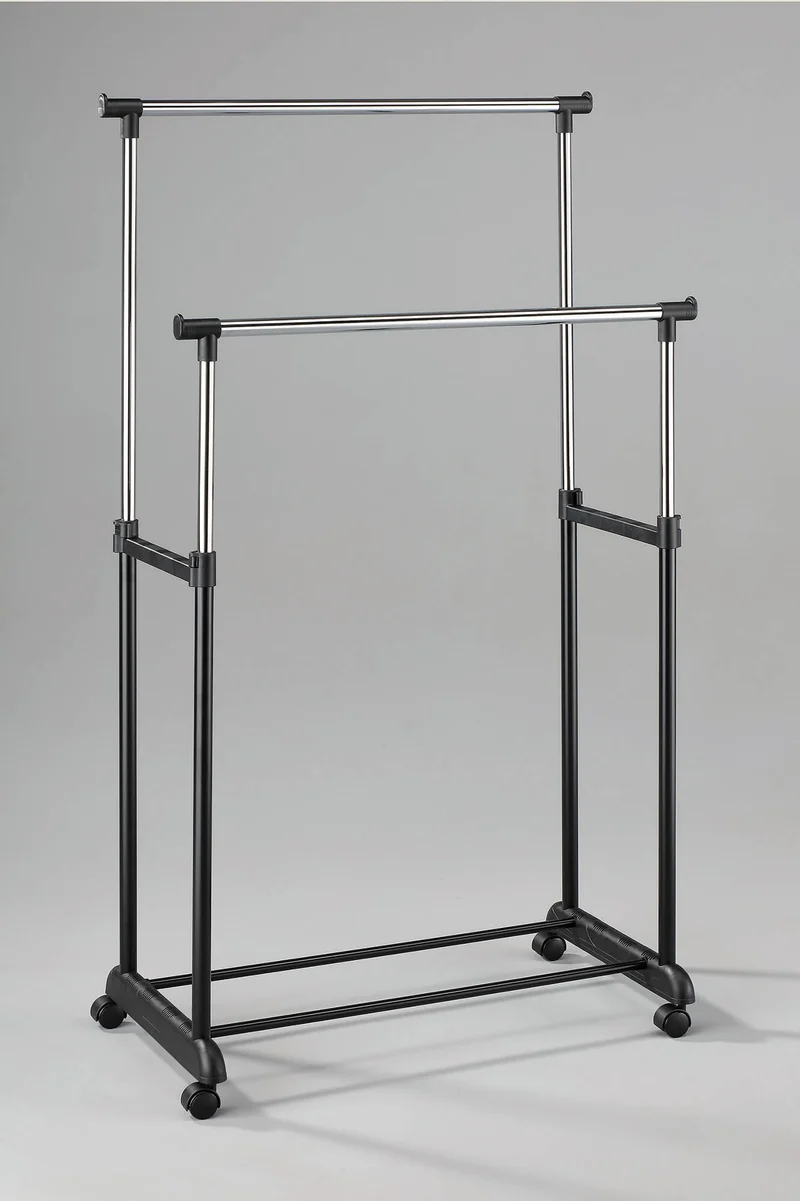 Stender Doppio in Metallo Cromato Nero 81x43x160 cm Transat Duo Nero Cromo