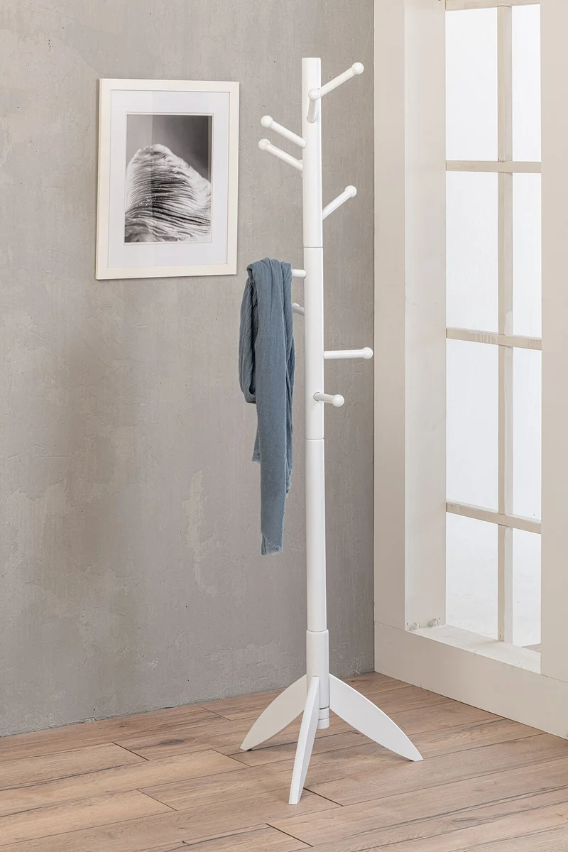 Appendiabiti in Legno 45x45x178 cm Rocket Bianco