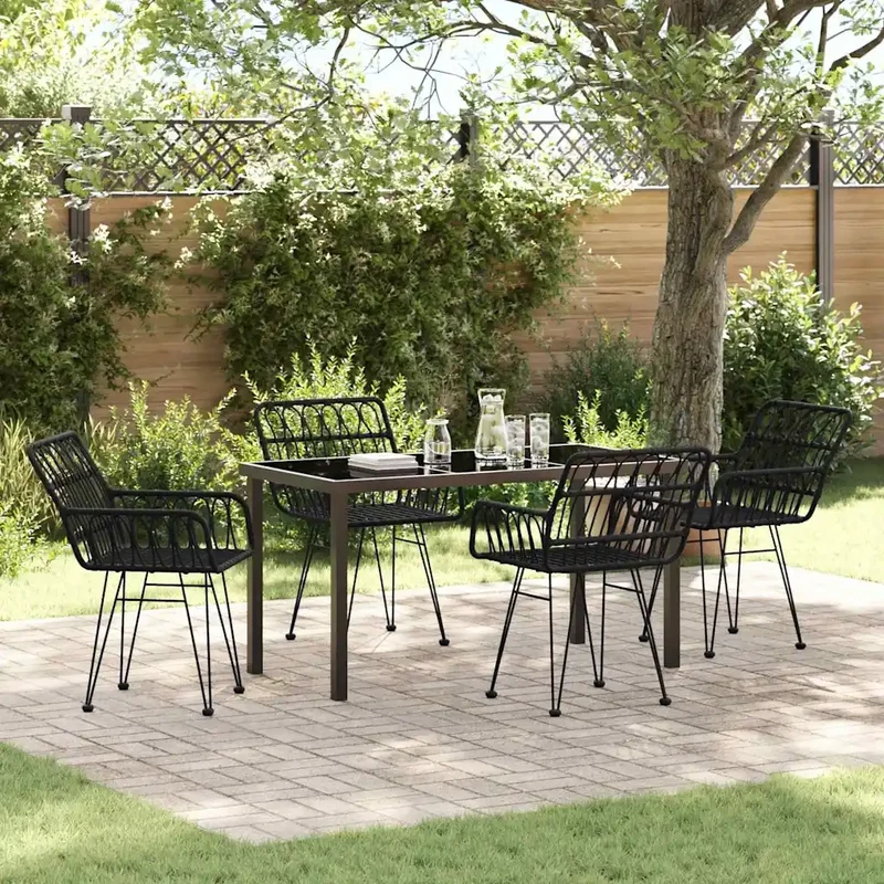 Set da Pranzo per Giardino 5 pz Nero 3379186