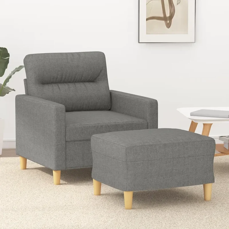 Poltrona con Poggiapiedi Grigio Scuro 60 cm in Tessuto 3153414
