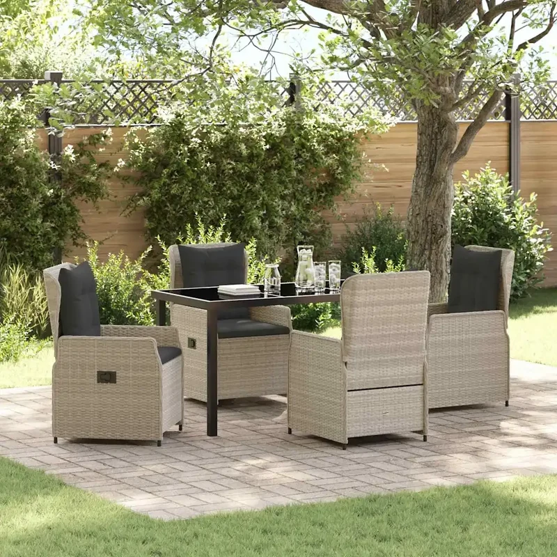 Set da Pranzo per Giardino 5 pz Grigio chiaro polyrattan 3380976