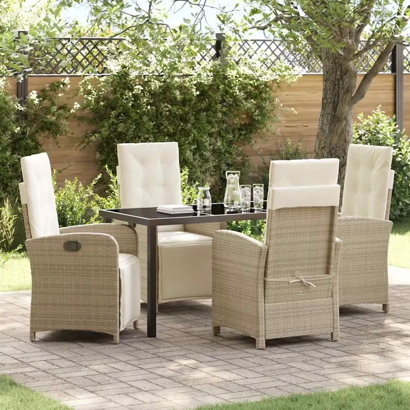 Set da Pranzo per Giardino 5 pz Beige polyrattan 3380332