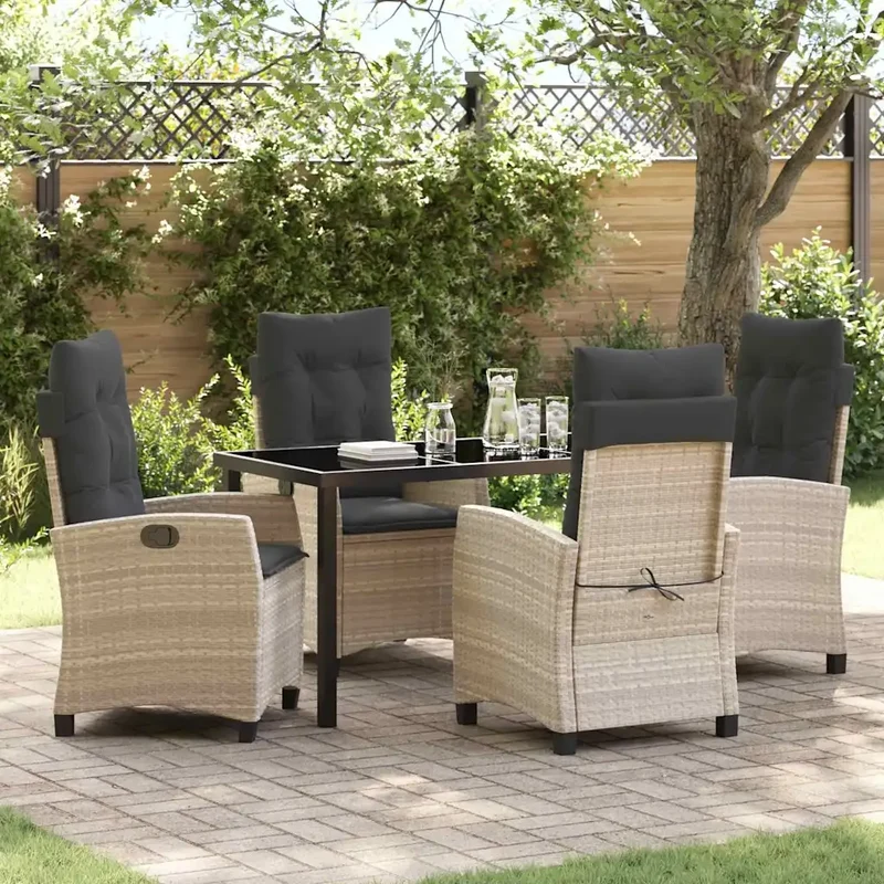 Set da Pranzo per Giardino 5 pz Grigio chiaro polyrattan 3380409